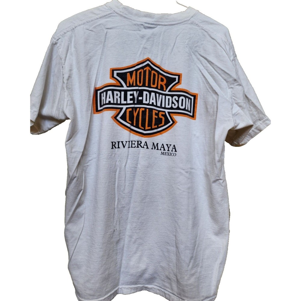 Harley Davidson Riviera Maya Mexico White T-Shirt Size 2X 2 Sided